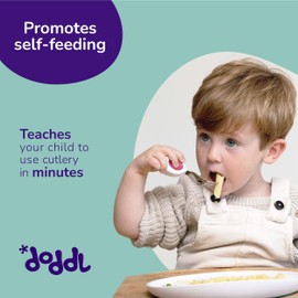 doddl Kinderbesteck-Set für Kleinkinder und Babys ab 12 Monate | Gabel, Löffel & Messer | Esslernbesteck |Babybesteck aus Edelstahl | selbständig Essen lernen | Ergonomische Griffe| Aqua