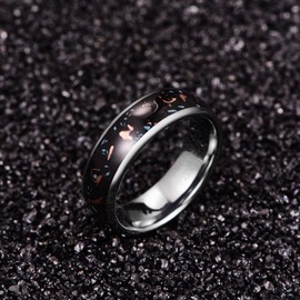 NUNCAD Silver Tungsten Carbide Engagement Band for Men Copper Scraps Inlay Promise Ring Size 8