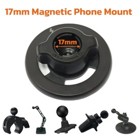 YKI 17mm Magnetic Phone Mount Adapter Compatible with Mag Safe, ViewStable Magnetic Car Phone Mount for 17mm/0.67inch Ball Socket, 360 Degree Rotatable Ball Mount Adapter for All Smartphones