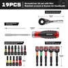 GEINXURN 19 Pieces Ratcheting Screwdriver Set and Socket Wrench Set,
