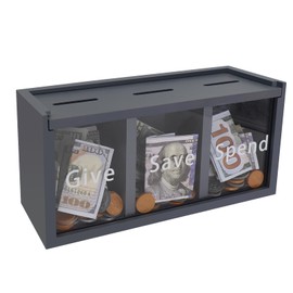 Mczcent Spend Save Give Piggy Bank for Kids, Money Coin Savings Piggy Bank Jar Box for Kids Child Safe Money Saver, Teach Children About Giving & Saving Money Piggy Box for Childrens Boys Girls, Blue