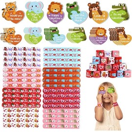CCINEE Valentine's Day Slap Bracelet Set,32pcs Animal Heart Snap Bracelet Wristband and 36pcs Gift Cards for Kids School Classroom Gift Exchange Party Favor Supply