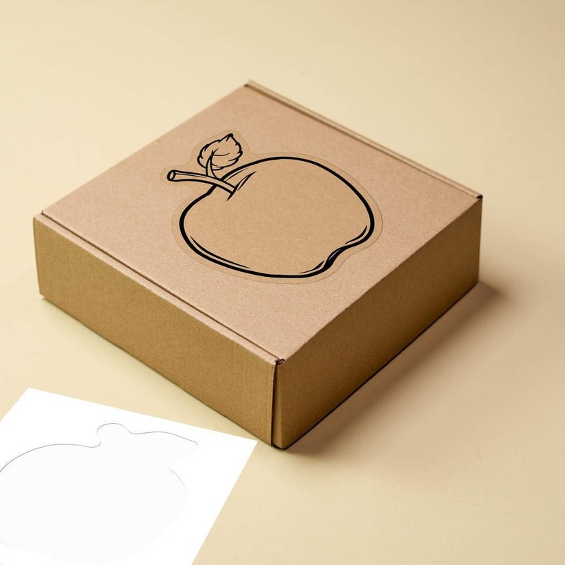 Medium 100mm 'Apple with Leaf' Transparent/Clear Sticker Decal for Windows/Cars/Walls