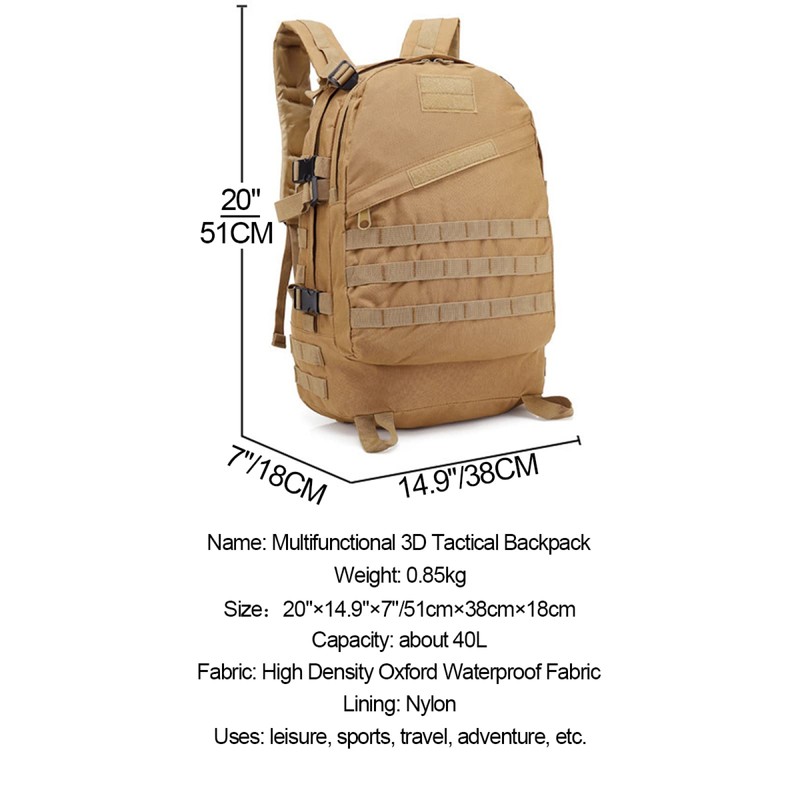 40L Camping Hiking Backpacks Camouflage Tactical Backpack Molle Rucksacks for