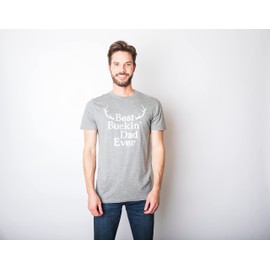 Crazy Dog Mens Best Buckin Dad Ever Antlers T Shirt Funny Pun Dad Joke Humor Tee Fathers Day Hunting Sport Tshirt Buck Deer Shirt Heather Navy XXL