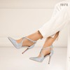 IDIFU Silver Glitter Women's Pumps - Strappy Heels for Wedding,