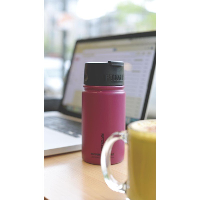 FIFTY/FIFTY 16oz, Double Wall Vacuum Insulated Café Water Bottle, Stainless