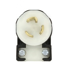 Leviton 15 Amp, 125 Volt, NEMA L5-15P, 2P, 3W, Locking Plug, Industrial Grade, Grounding, Angle, 4720-CA, Black-White