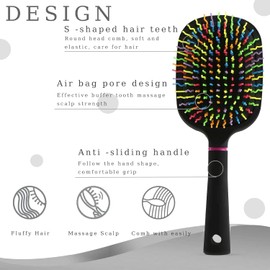 AISHIKEKE 1000RB Rainbow Paddle Mane and Tail Brush Detangler Plastic Forky Comb for Horses