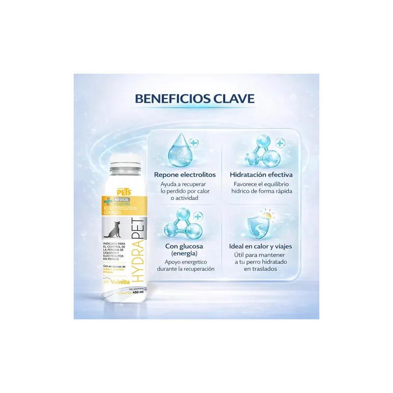Electrolitos Orales Hydrapet Para Perros Vainilla 450mL Medical Solutions