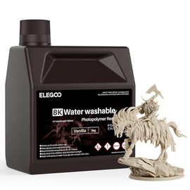 ELEGOO 8K Water Washable 3D Printer Resin, 405nm UV Curing Photopolymer Resina Best for 12K 14K Saturn MSLA DLP LCD Impresora 2000Gram Vanilla