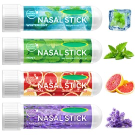 Nasal Stick Pack of 4 Smelling Pens, Quick Aid from a Clogged Nose, Improves Breathing and Increases Focus, Made with Essential Oils and Menthol, Provides Fresh Cooling Sensation