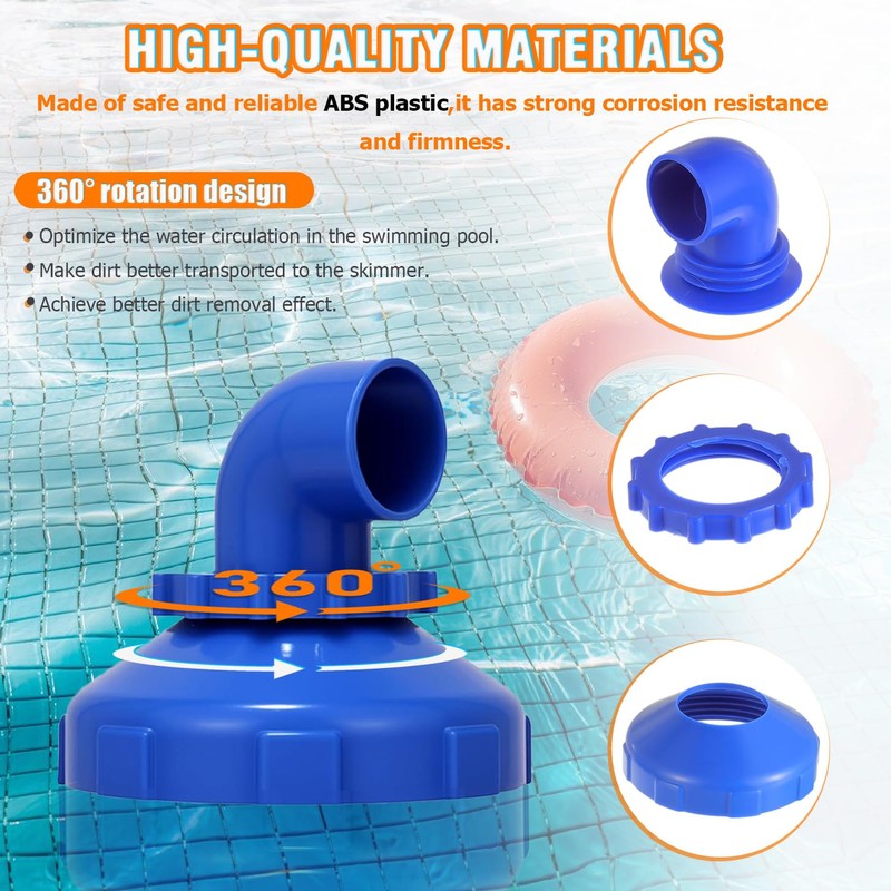 HUAREW 5pcs Pool Jet Nozzle Set, 360° Swivel Rotatable Pool
