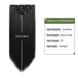 HSPJHTM Black Hair Extensions Straight Clip in Hair Extension for Women 22" 7PCS Natural Hair Extentions Thick Fluffy and Not Tangled Hair Pieces Full Head