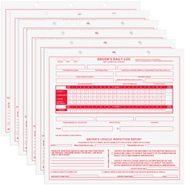 Gilprop 5 Pack Mid Size Driver Daily Log 8.5" x 8.25" Driver's Log Book Loose Leaf Format with Detailed Driver Vehicle Inspection Report Recap 2 Ply with Carbon for Drivers
