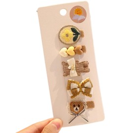 DELUXEFOX Baby Hair Clips, Set of 5, Baby Hairpins, Girls, Kids, Hair Clip, Hair Accessories, Bangs Clip, Bangs, Cute, Fashionable, Birthday Present, Ribbon, Flowers, Kids (E. Flower Heart)