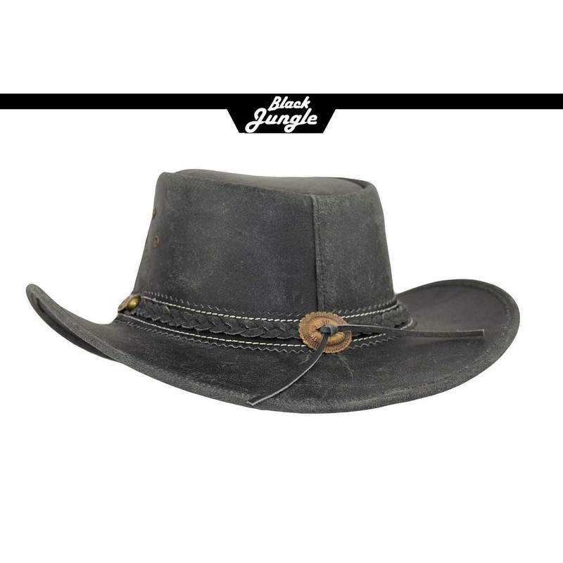 Black Jungle Dayton Leather Western Hat Australia Cowboy Hat, black