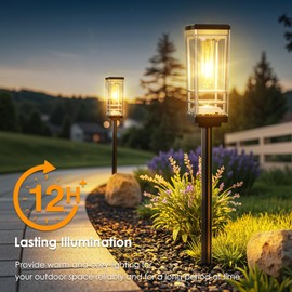 BUCASA Solar Lights for Outdoor Garden Pack of 2, Larger, Bright Solar Lights for Outdoor Use with Warm White Tungsten, Waterproof Solar Lights, Garden Decoration for Lawn, Patio, Yard, Gifts for