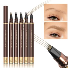 3D Waterproof Magic Eyebrow Pencil, 2025 New Eyebrow Microblading Pen, 4 Tipped Precise Brow Pen, Long-Lasting Fine Stroke Microblade Eye brow Pencil for Makeup Last All Day (Light brown)