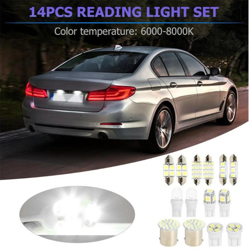 zoo3026 14Pcs LED Car Interior Light Package Kit for Dome