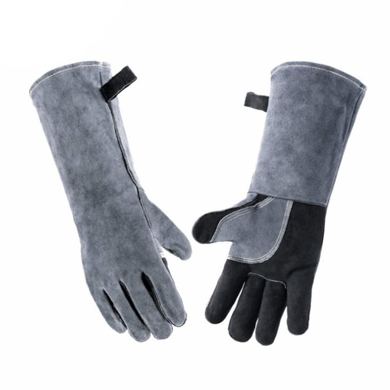 1 Pair Forge Welding Gloves High Temperature Resistant Cowhide BBQ