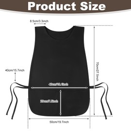 XLSXEXCL 3 Pack Cobbler Aprons for Women and Men, Smock Aprons with 2 Pockets, Waterproof Cleaning Apron for Cooking, Baking, Gardening, Housework (Black)
