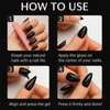 24PCS Long Stiletto Black French Press On Nails – Glossy