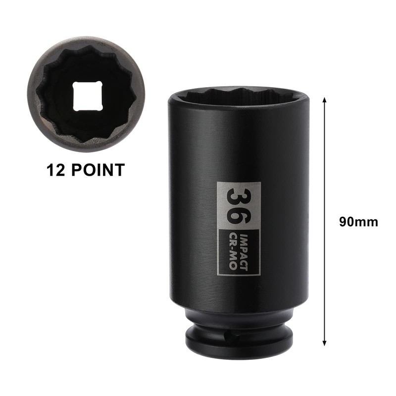 Mayouko 4PCS 1/2" Drive Deep Axle Nut Impact Socket Set,