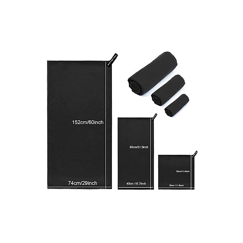 DQST Toalla Microfibra Secado Rápido 3 Pack, Toalla de Viaje