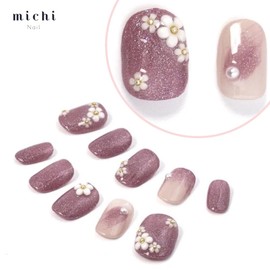 Michianil Nail Tip, Date Nail, Girls Association Nail, Spring Nail, Pink Nail, Set of 10, Double-sided Tape, Popular, Handmade