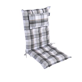 LILENO HOME MAR Garden Chair Cushions Set of 1 - High-Backed Chair] in Chequered Grey Y - Comfortable Loungers as Seat Cushions for Garden Furniture - Chair Cushion for Garden Chairs and Folding