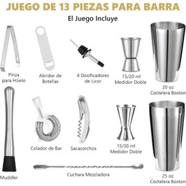 Set de Coctelería SADOWAY TJ 20 piezas – Acero inoxidable, fácil de limpiar