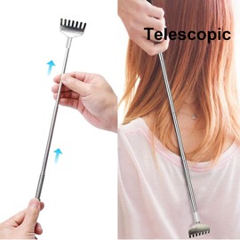 EOMECUIGAO Telescopic Back Scrather 3 Piece Set, Portable Extendable Back Scrather with Rubber Handle (Black)