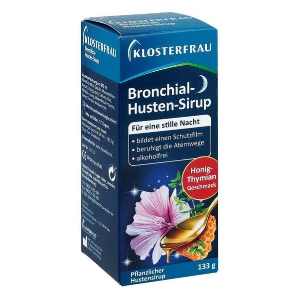 Klosterfrau Bronchial Cough Syrup | Honey Thyme Flavour | For a Silent Night | Alcohol-Free | 133g