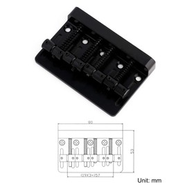 Metallor - Puente de bajo de 4 cuerdas con montura fija para bajo eléctrico, guitarra, jazz, bajo o bajo de precisión, color negro.