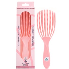 Nature Spell FlexiFlow Detangling Hair Brush, Flexible Strands for Gentle Brushing, Eliminates Knots & Reduces Breakage, Suitable for All Hair Types, Pink