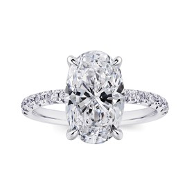 RURULUYA 3.5CT Oval Cut Engagement Rings for Women,Simulated Diamond Ring,925 Sterling Silver 18K Yellow/White Gold Plated Promise Ring (White Gold(3.5CT), 6)