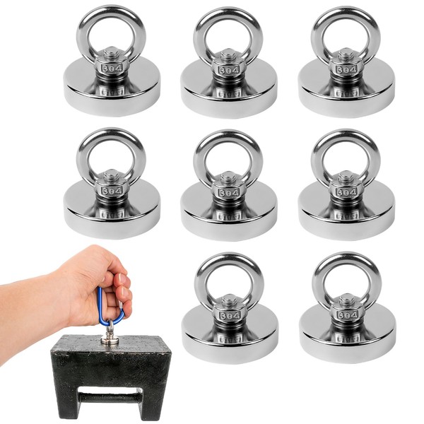 XSQD 8 PCS Circular Lifting Ring Neodymium Magnets, Neodymium Iron