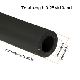 sourcing map Pipe Insulation Foam Tube Lagging Insulation Pipe 15mm ID 25mm OD 10" Heat Preservation for Handle Grip Support