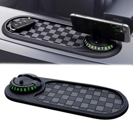 WORUIB Car Anti Slip Mat Phone Holder, Multifunction Car Anti-Slip Mat,Rotating Universal Phone Holder And Phone Pad With Temporary Parking Number, Used For Phone Keys And Sunglasses