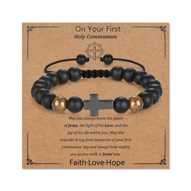 Toplstud Cross Bracelets for Son Grandson Brothers Boyfriend Husband Dad - Holy Communion Confirmation Father's Day Birthday Christmas Bracelet Gifts for Men Teens Boys - Bracelets for Christians