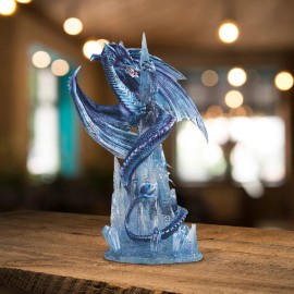 10"H Blue Dragon Sea Serpent on Icicle Figurine Ornament Home Decor Unique Gift