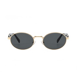 Vintage Oval Sunglasses for Women Men Trendy Sun Glasses Classic Shades UV400 Protection(Gold/Grey)