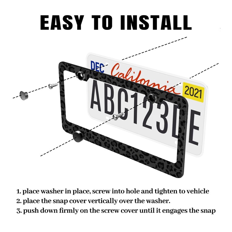 Black Leopard Print License Plate Frame Cheetah Animal Print License
