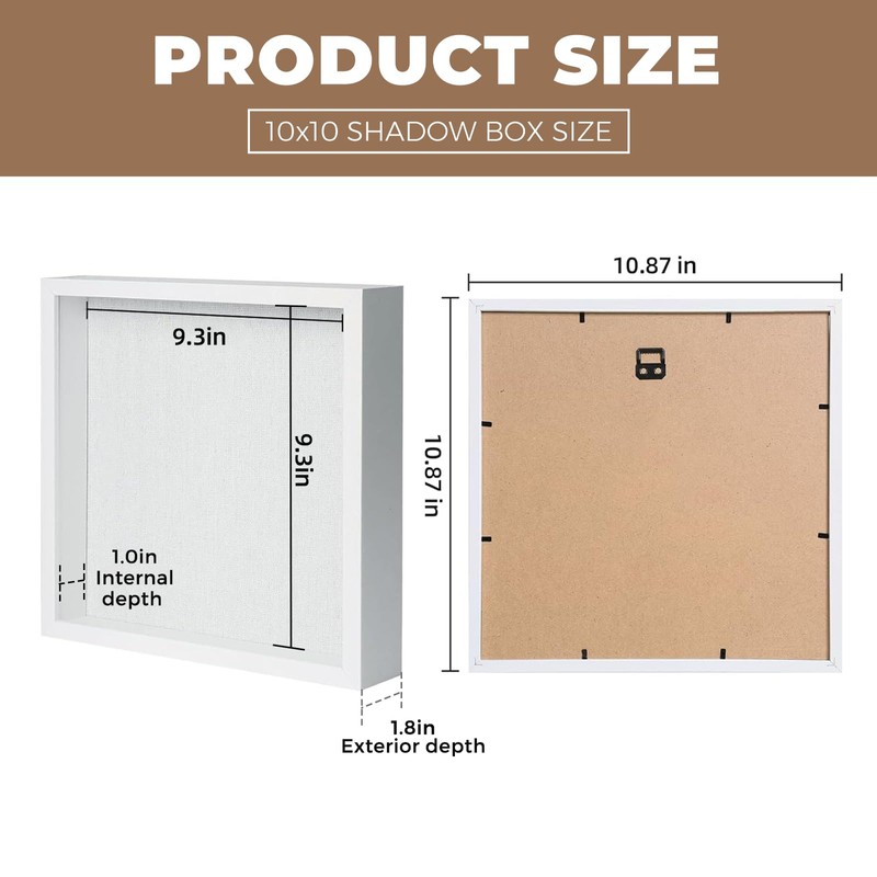Muzilife Shadow Box Picture Frame with Linen Board Deep Wood