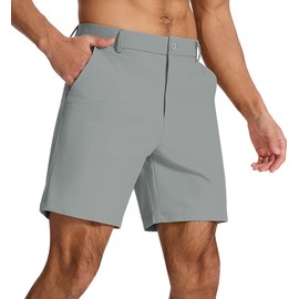 SNOWTEN Men's Classic Fit 7 Inch Golf Shorts Lightweight Quick-Dry Stretch Fabric with 4 Pockets for Hiking Casual Work Grey 34