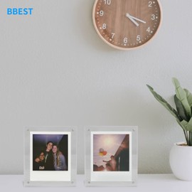 BBEST Acrylic Photo Frame, for Cheki instax SQUARE, Set of 2, Transparent, Acrylic Frame for Photos, Double-sided Use, Portrait and Landscape, Picture Stand with Magnet, For Framing Calendar, Pressed