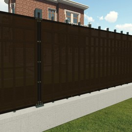 Patio Fence Privacy Screen 4' x 50' Balcony Panels Temporary Fencing Blockage for Outdoor Garden Deck Backyard, Chain Link Fence with Grommets and Zipties, Brown