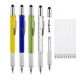 4 Pcs Multitool Pen Gifts for Men, 6 in 1 Cool Gadget with Ruler, Level, Screwdriver, Stylus, Ballpoint Pen, Unique Gift for Christmas, Father's Day, Valentine, Birthday