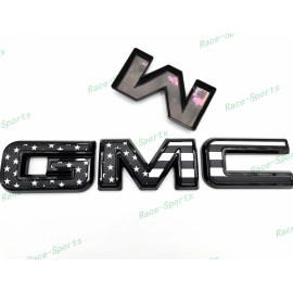 Auto GMC Overlay Gloss Black Flag GMC Emblem Sierra 1500 2500HD 3500HD Canyon Yukon XL